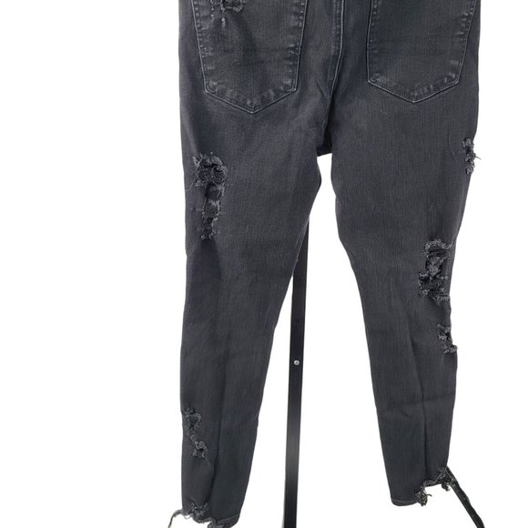 American Eagle Short Dream Jeans Black Ripped Highest Waist Jegging Distressed 6 - Picture 6 of 11